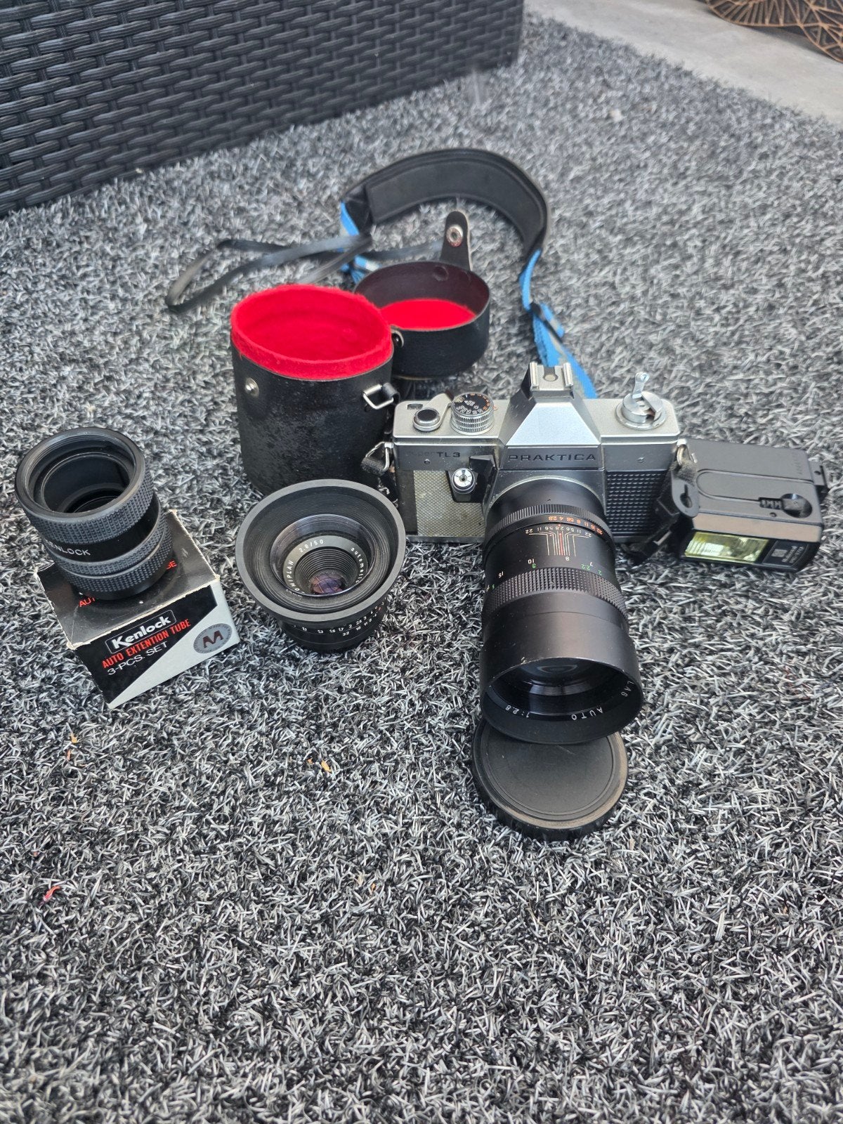 Praktica Super TL3 analoge camera set met 2 lenzen & flitser, Audio, Tv en Foto, Fotocamera's Analoog, Ophalen of Verzenden