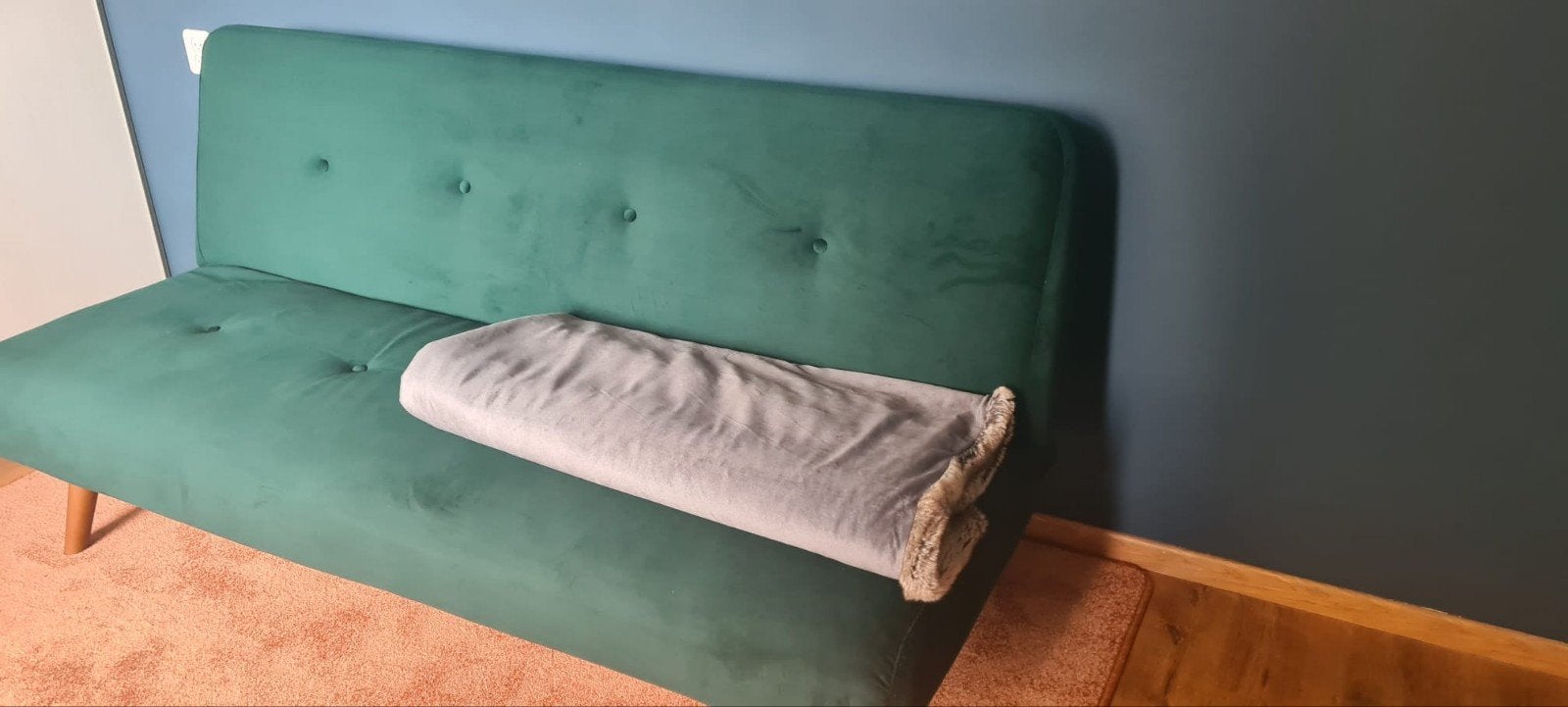 Fluweel Groene Slaapbank - Zo goed als nieuw, Ophalen, Zo goed als nieuw, Tweepersoons, Groen