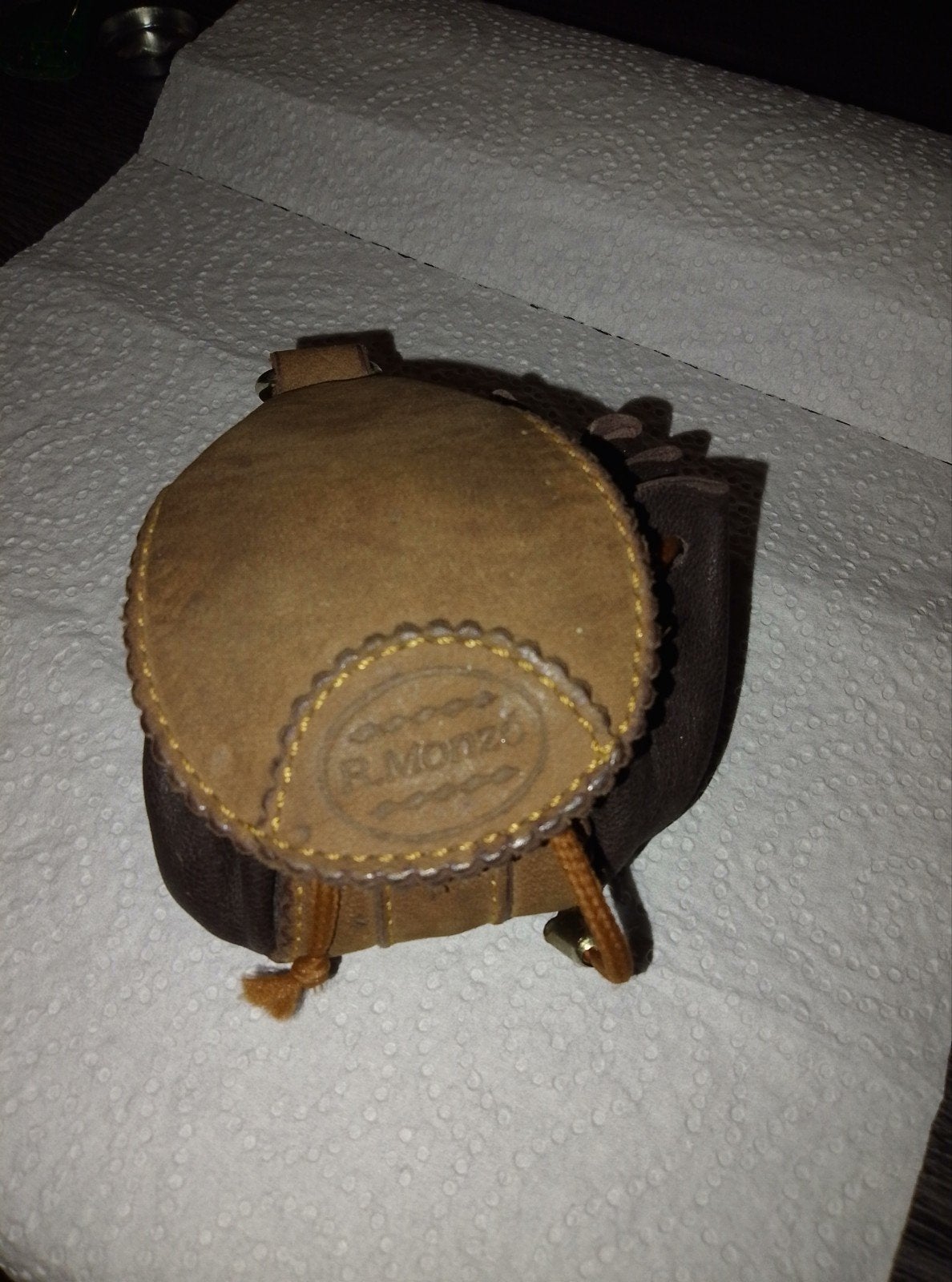 Vintage leren sleuteletui / muntzakje R.Monzo, Overige merken, Gebruikt, Ophalen of Verzenden, Leer