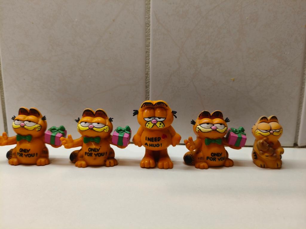 Set van 5 Vintage Garfield Figuren - handgeschilderd, Ophalen of Verzenden, Gebruikt