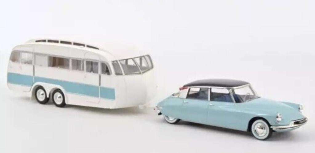 Citroen DS 19 1959 blauw & Caravan Henon 1/18 NOREV 181760