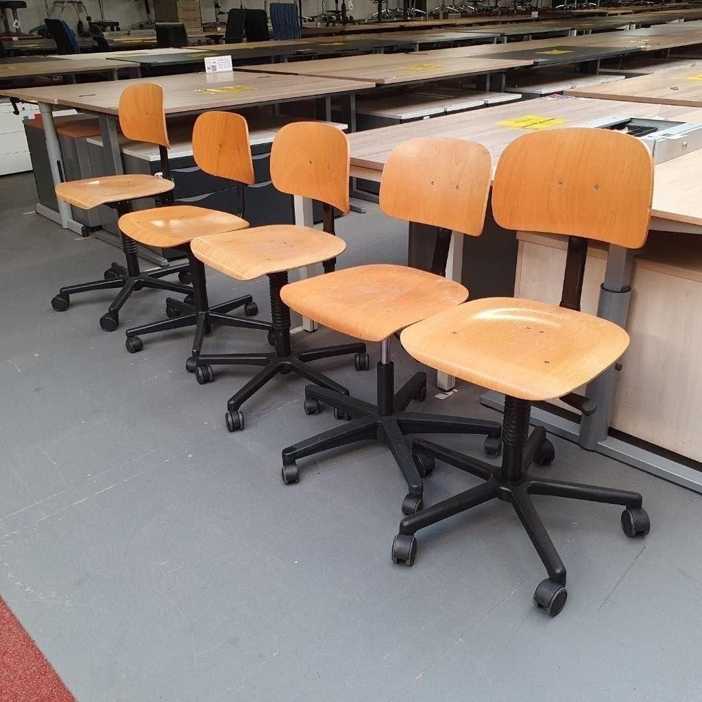 Labkoo houten werkstoel burostoel verrijdbaar hout, Ophalen, Gebruikt, Zwart, X