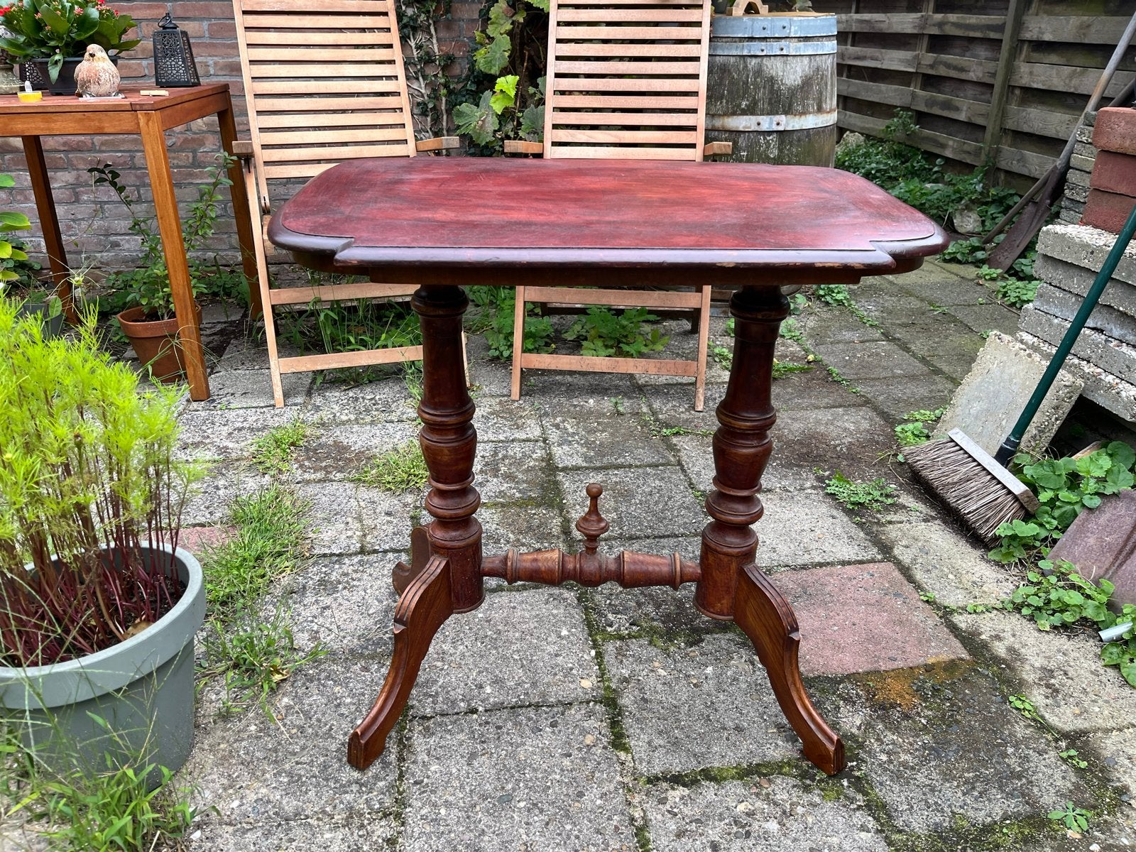Vintage Biedermeier Wijn Tafeltje - Antiek Houten Bijzettafe, Ophalen