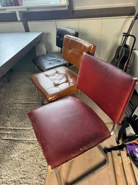 Stoelen leer/ijzer, Ophalen, Gebruikt, Overige kleuren, Vijf, Zes of meer stoelen