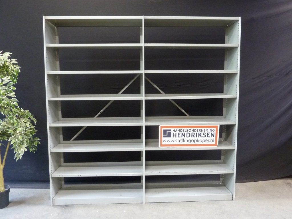 Vintage stalen boekenkast / stelling / stellingkast Ahrend, Met plank(en), Gebruikt, Handelsonderneming Hendriksen, 150 tot 200 cm