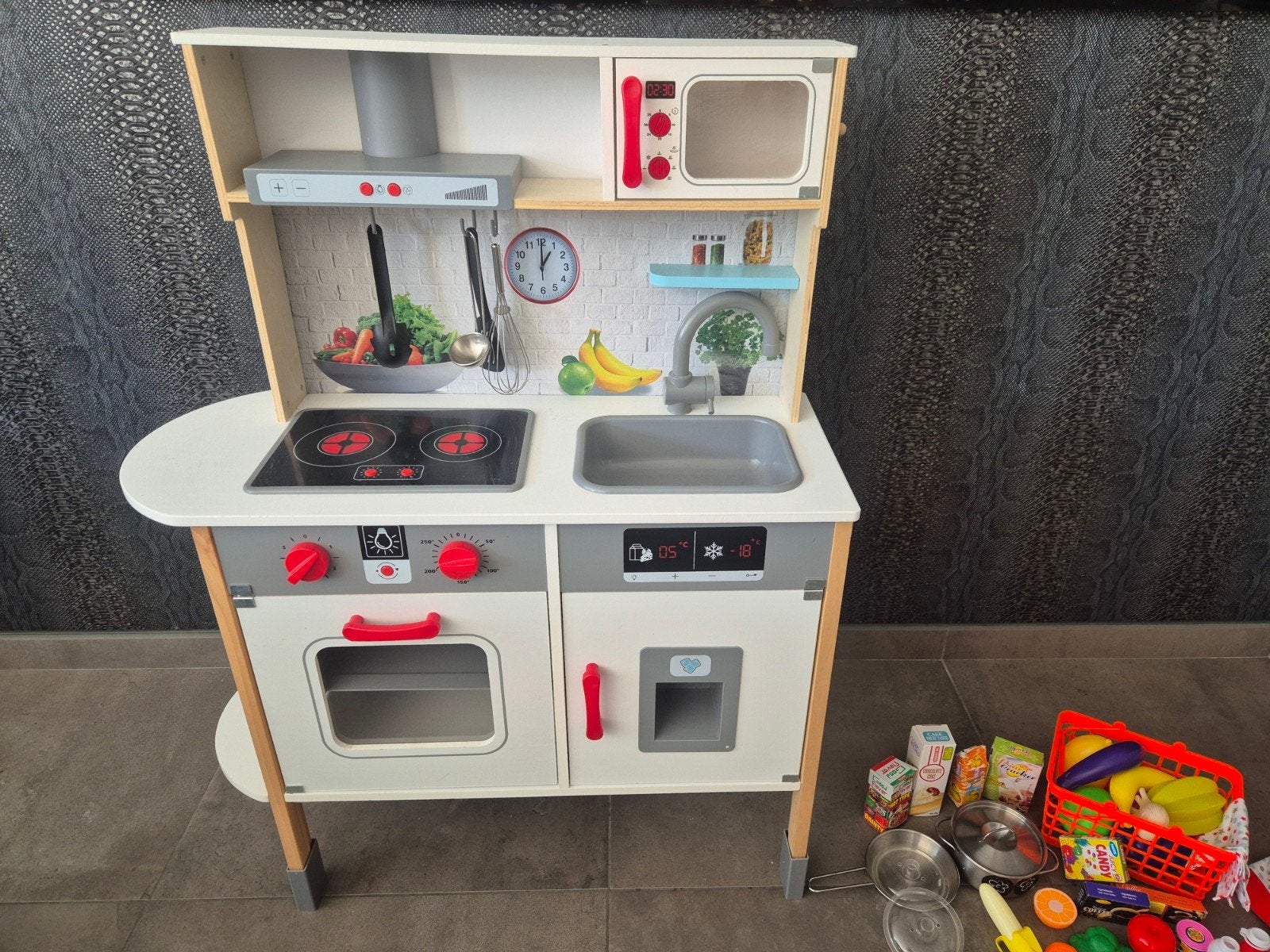 Houten speelkeuken met uitgebreide accessoires set, Ophalen