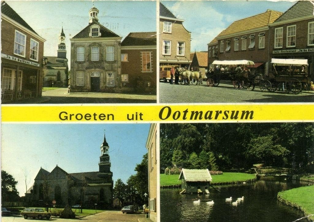 Groeten uit Ootmarsum - 4 afb o.a. Marktplein huifkarren - 1, Verzamelen, Ophalen of Verzenden, 1960 tot 1980, Gelopen, Overijssel