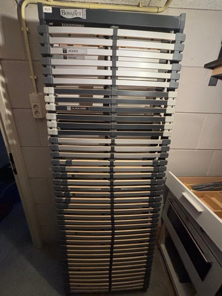 2x Bossflex lattenbodem 70x200 cm => 140x200cm, Ophalen, Gebruikt, 140 cm, Twijfelaar