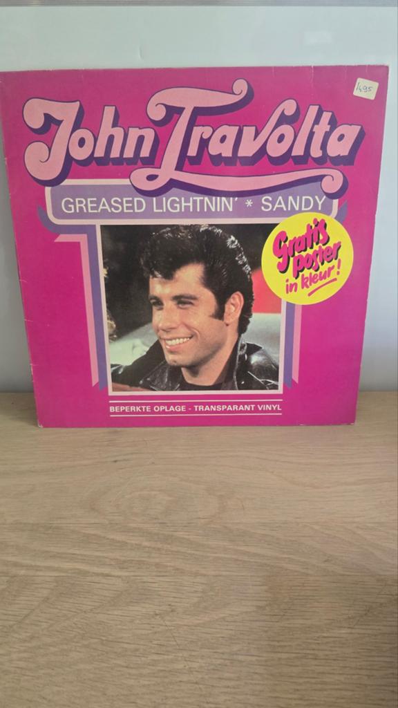 John Travolta - Greased Lightnin'  Sandy (Transparant Vinyl, Cd's en Dvd's, Vinyl | Pop, Gebruikt, Colored vinyl, Inclusief poster
