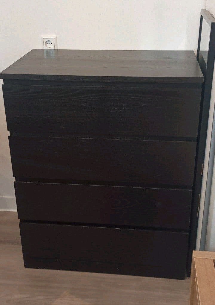 Donkerbruine ladekast met 4 laden - malm ikea - 80x100x48, Huis en Inrichting, Kasten | Ladekasten, Ophalen, 100 tot 150 cm, 50 tot 100 cm