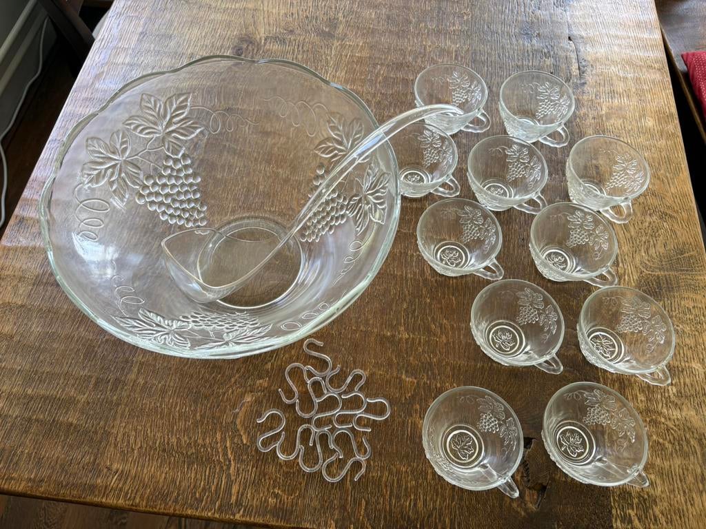 Punch bowl en 11 glazen, Ophalen, Zo goed als nieuw, Overige typen