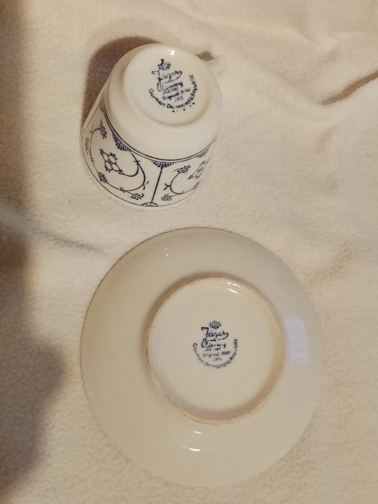 Jäger Eisenberg Blauw Saksisch thee servies, Gebruikt, Overige merken, Ophalen of Verzenden, Delftsblauw
