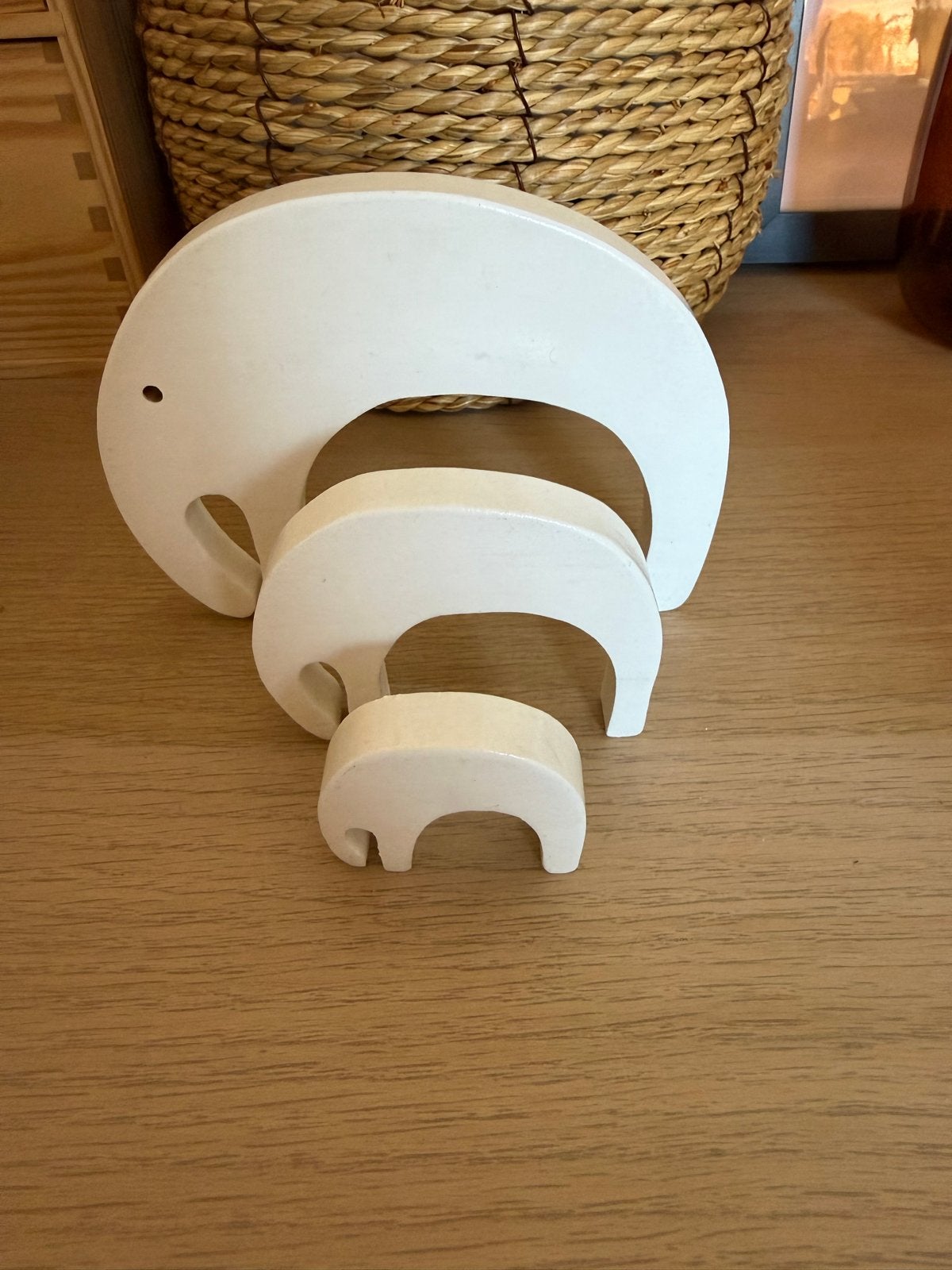 Houten olifantjes decoratie voor kinderkamer, Ophalen of Verzenden, Gebruikt, Jongen of Meisje