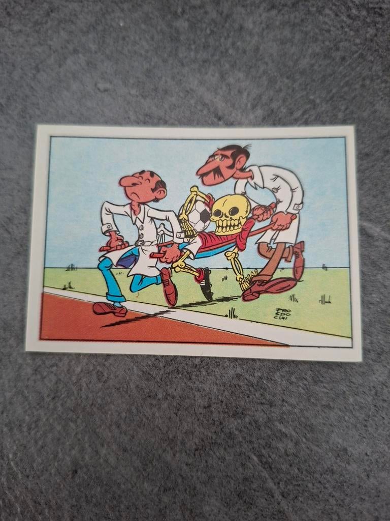 Panini sticket Voetbal 78. Voetbalcartoon., Verzenden, Zo goed als nieuw, Sticker