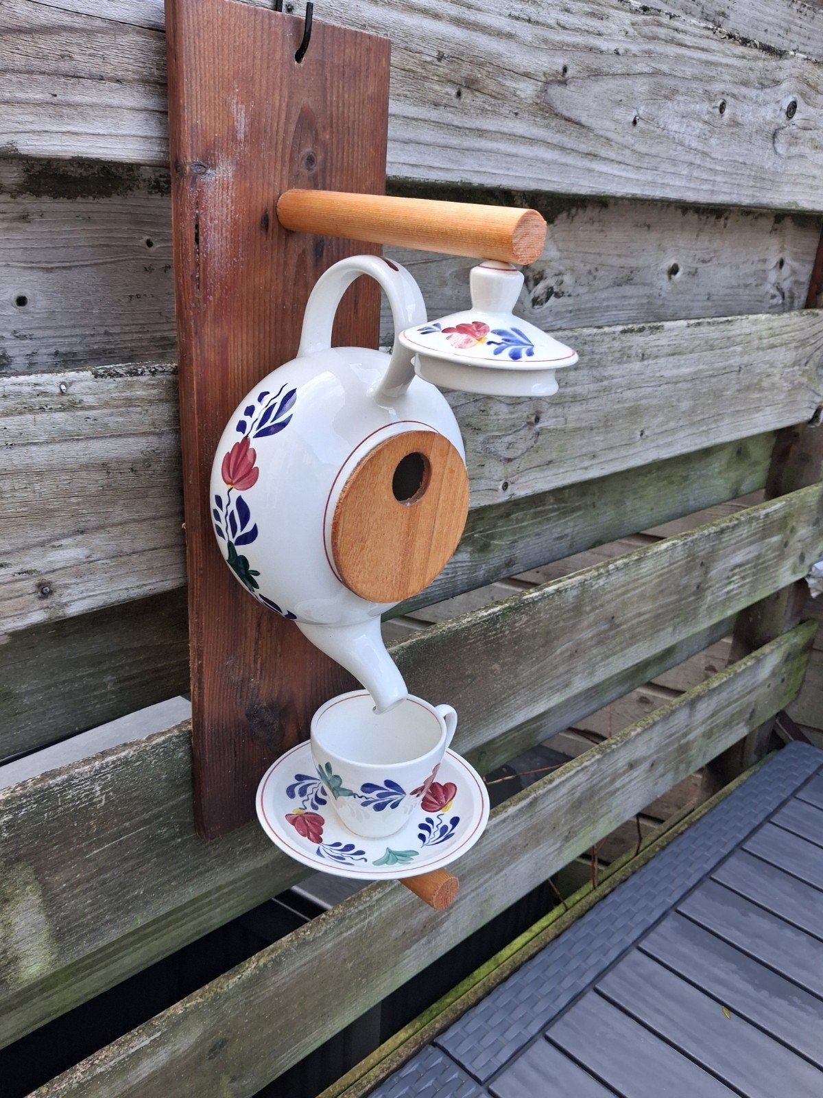 Uniek vogelhuisje voor koolmeesjes - Theepot design, Ophalen of Verzenden, Zo goed als nieuw