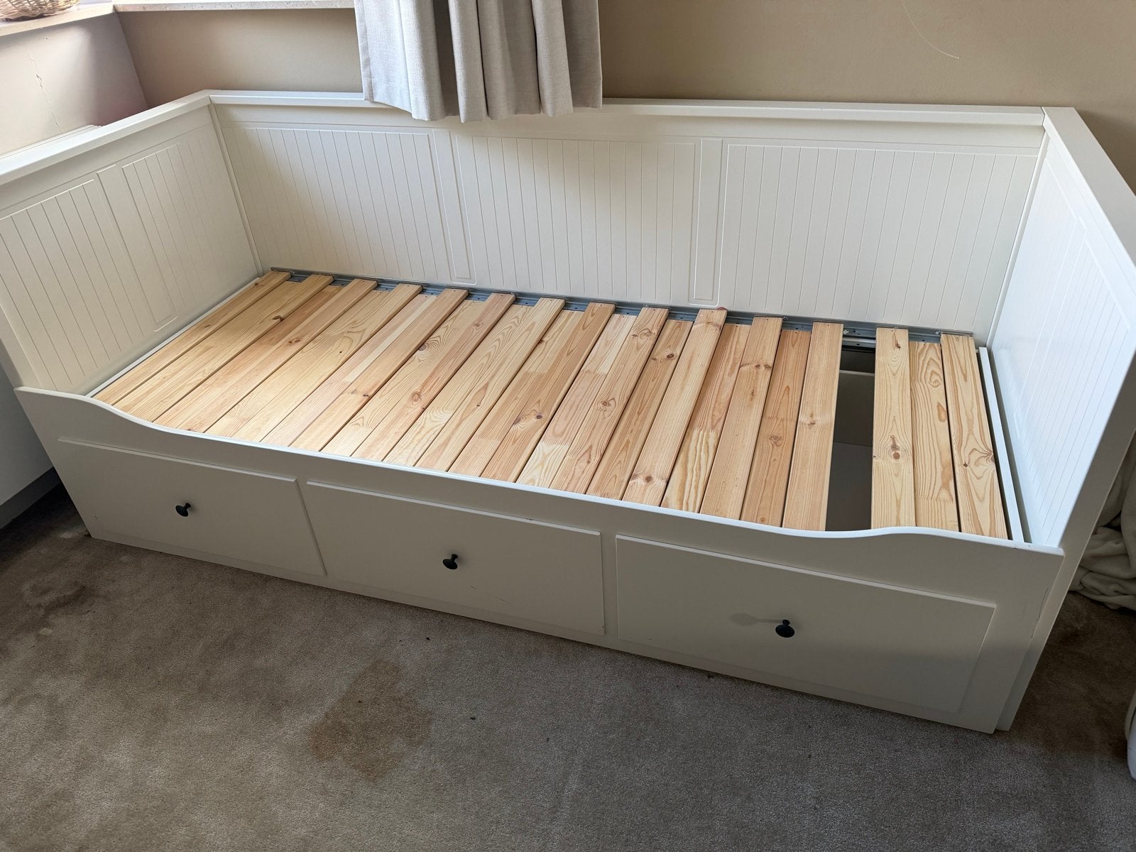 IKEA HEMNES Bedbank met 3 lades, wit, 80x200 cm, Ophalen, Wit, Tweepersoons, 80 cm