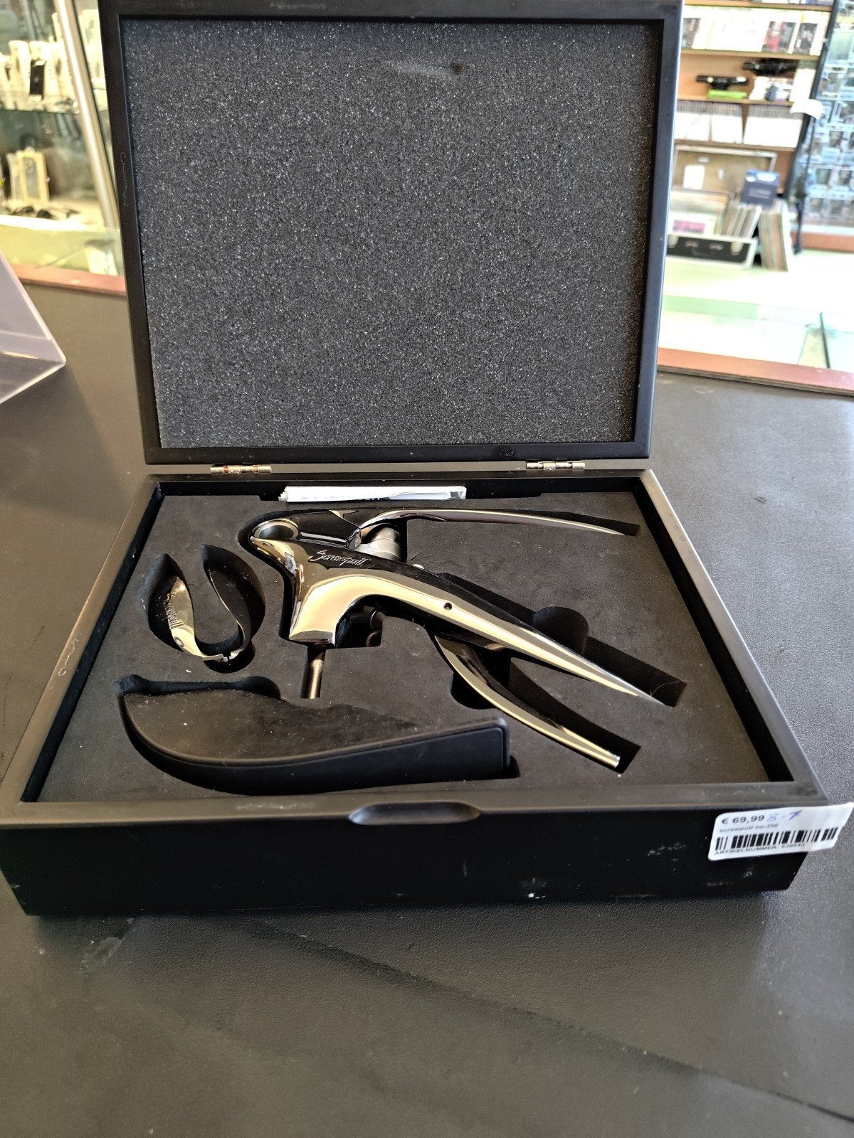 Screwpull LM-350 kurkentrekker in luxe geschenkdoos, Overige typen, Onbekend, Zilver, Ophalen of Verzenden