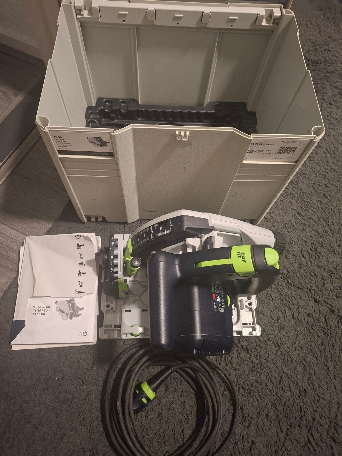 Festool TS 55 REBQ Plus invalzaag - Krachtige precisie, Gebruikt, Invalzaag, Ophalen of Verzenden, 30 tot 70 mm