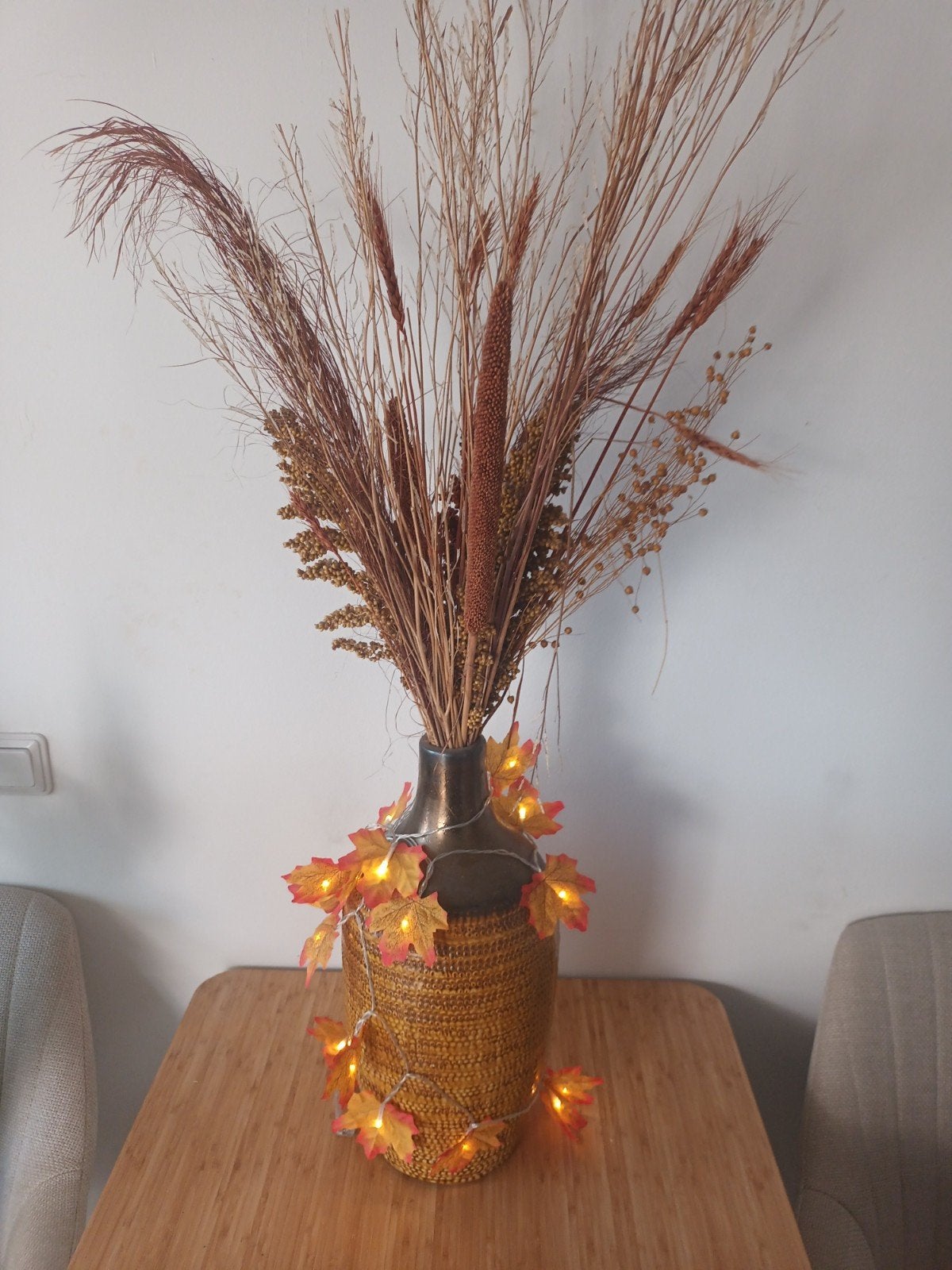 herfstboeket met droogbloemen, Ophalen