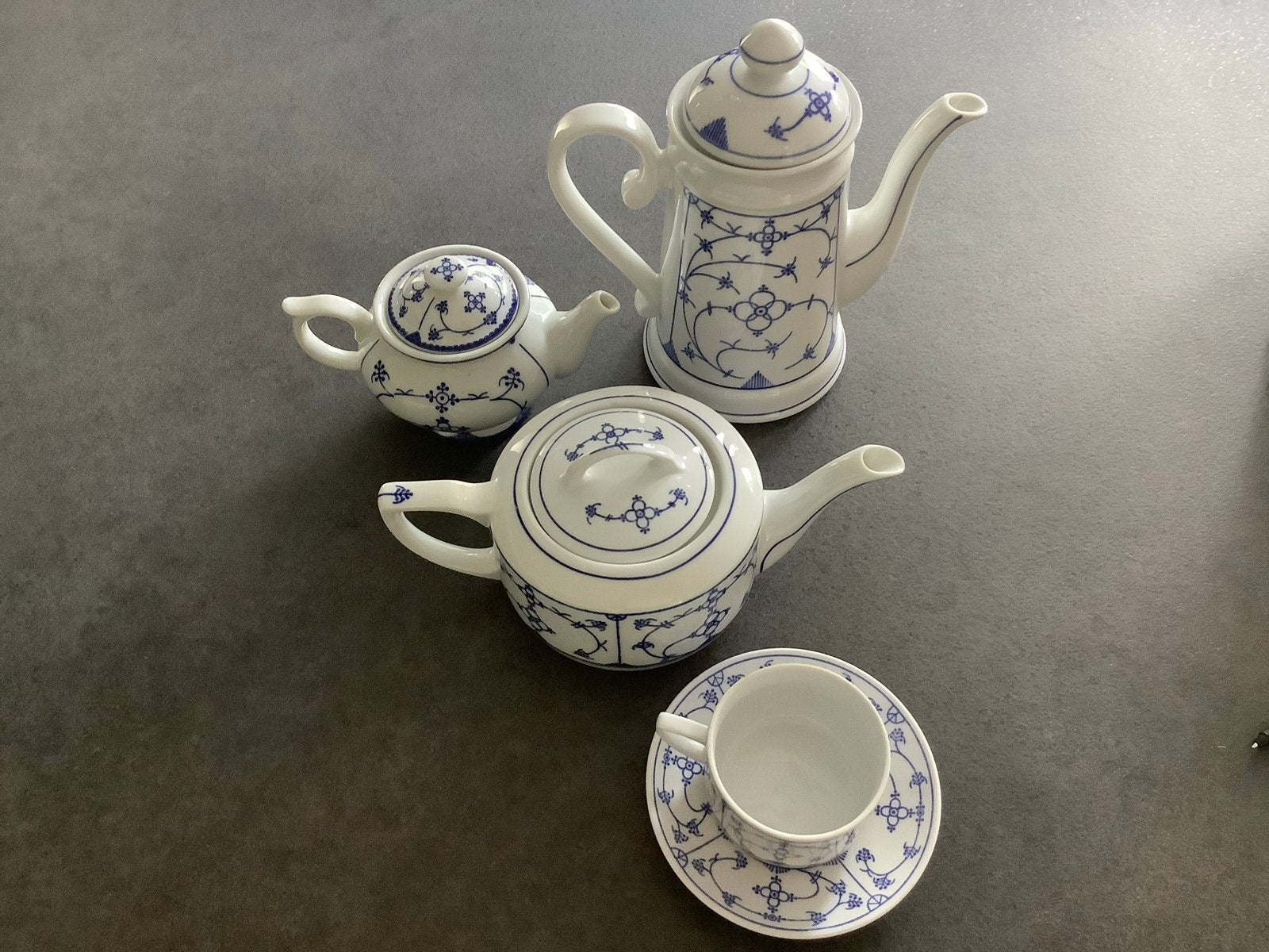 Vintage Indisch Blauw Servies - 4 Delen, Ophalen of Verzenden