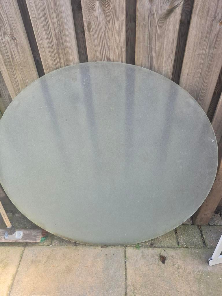 Glazen tafelblad voor buiten - rond gratis, Huis en Inrichting, Tafels | Eettafels, Ophalen, Gebruikt, 100 tot 150 cm, 50 tot 100 cm