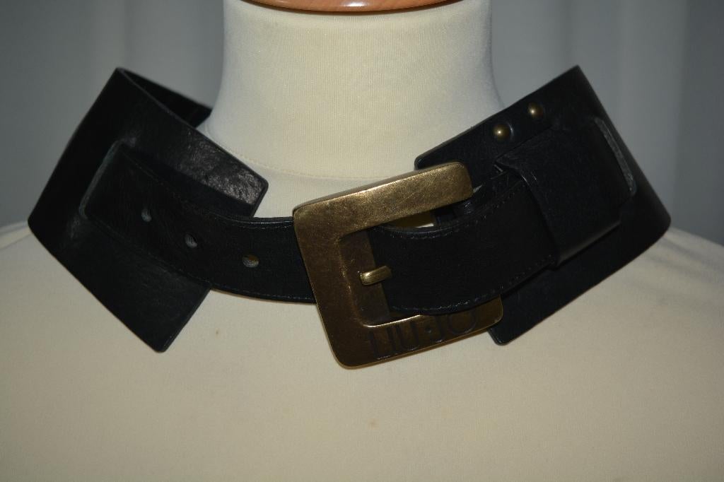 LIU.JO, brede zwart leren riem met elastiek, maat S, Kleding | Dames, Riemen en Ceinturen, 5 cm of meer, Minder dan 80 cm, Liu Jo