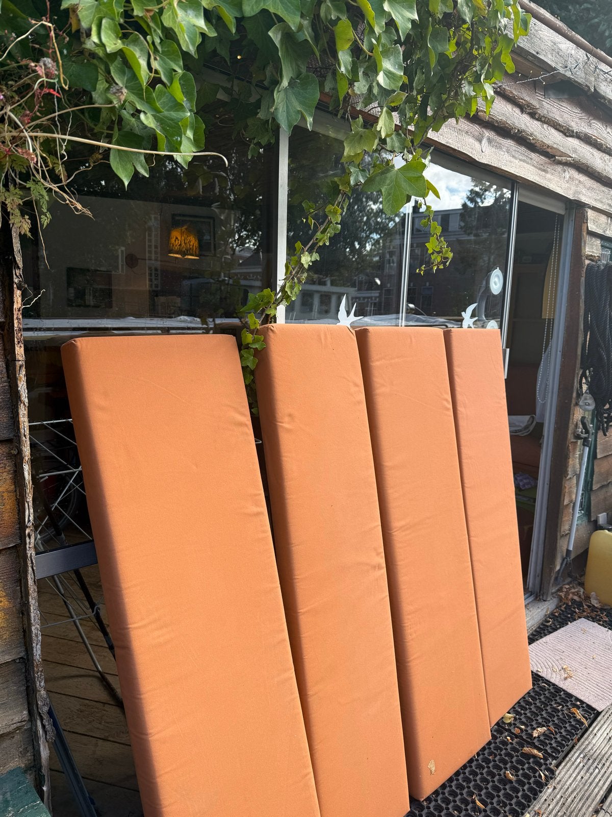 4 Holtkamper vouwwagen zit-/rugkussens oranje, Ophalen, Gebruikt