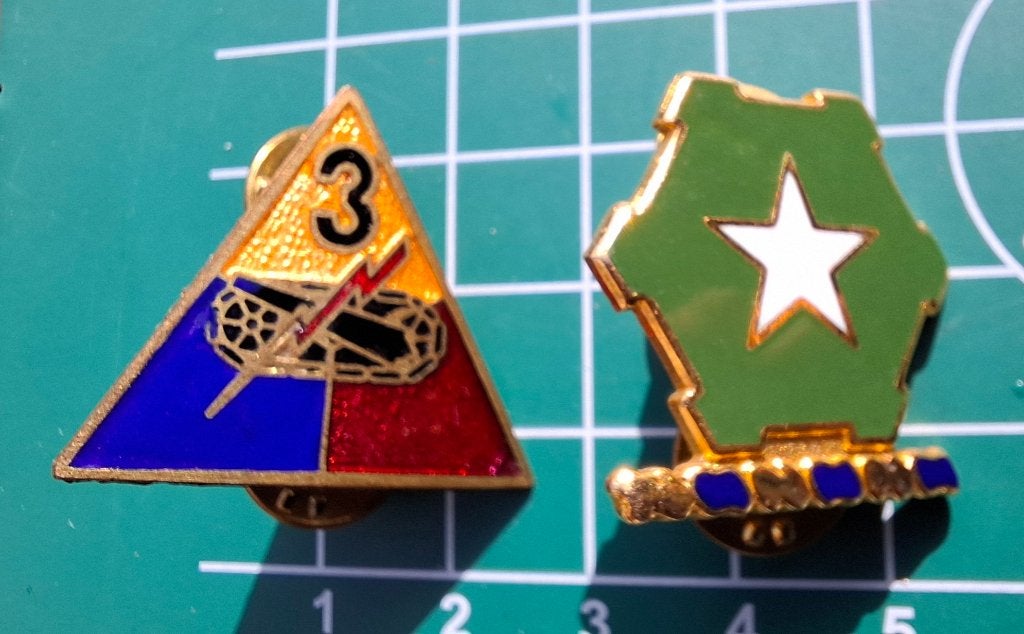 WWII - US - 3rd Armored - 36th Armored Infantry Pin Set, Verzamelen, Verzenden, Landmacht, Amerika, Embleem of Badge