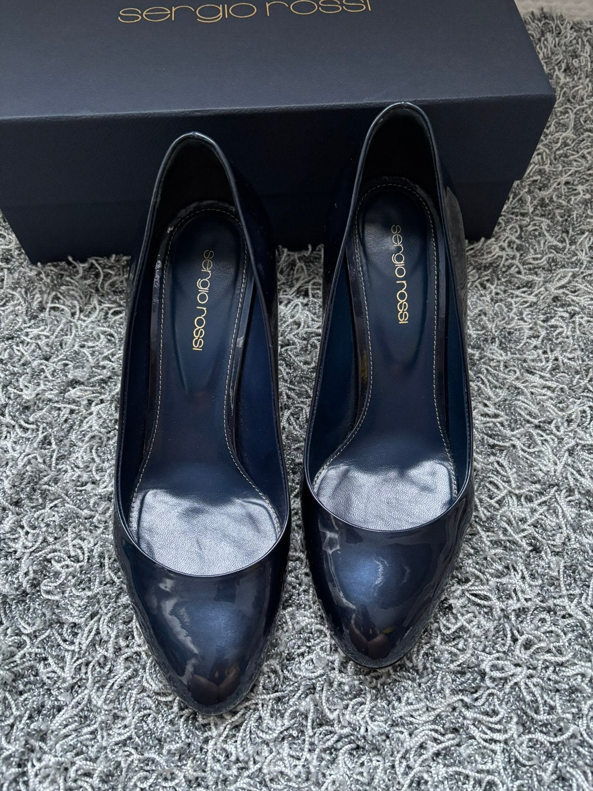 Sergio rossi blauwe lakleren pumps maat 38 nieuw, Pumps, Blauw, Nieuw, Ophalen of Verzenden