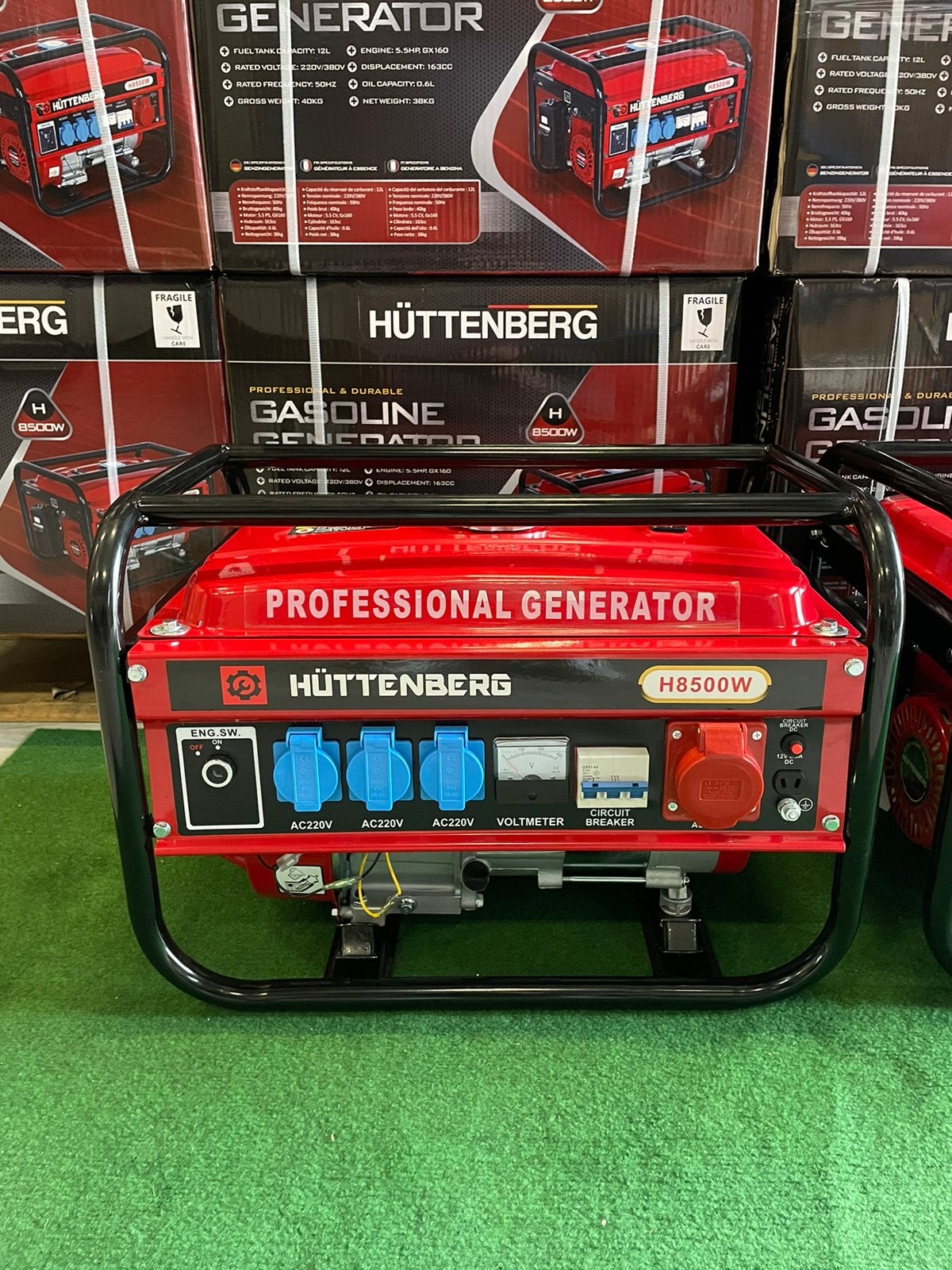 Nieuwe Huttenberg 230/380V benzine aggregaten met showroom, Ophalen, Huttenberg, Benzine, Geluidgedempt