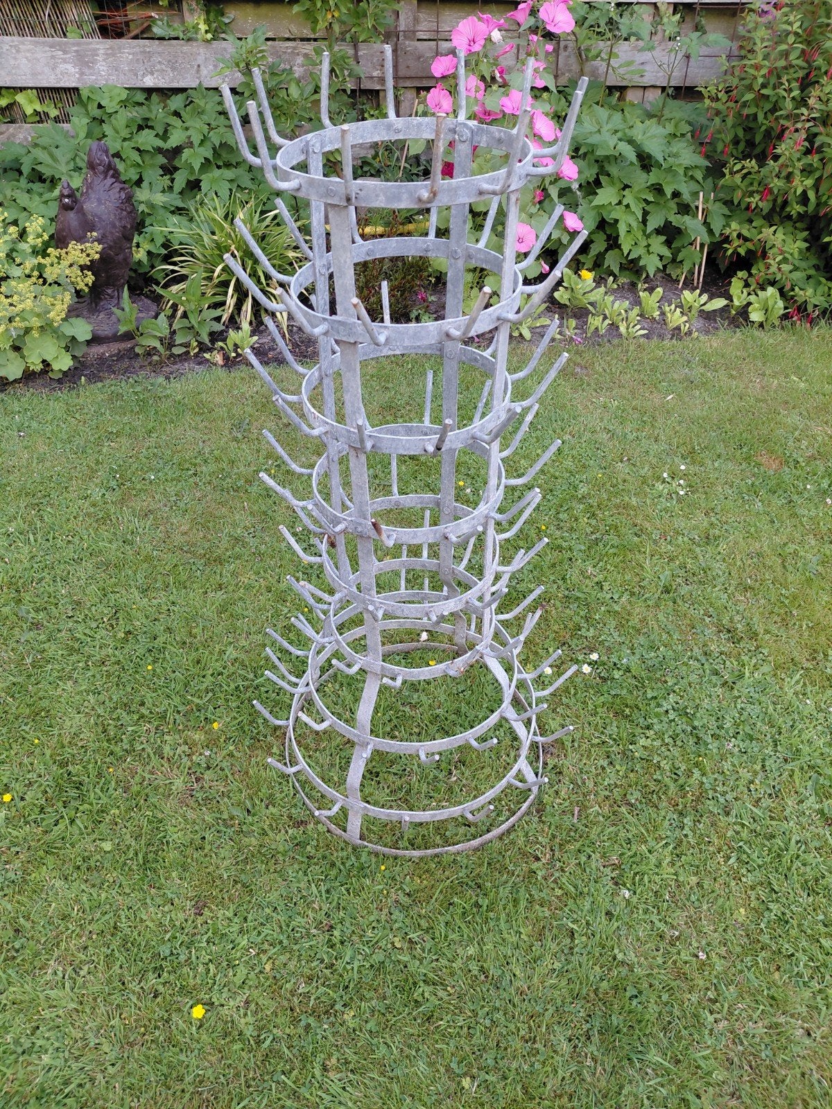 Oud frans flessenrek tuin decoratie, Ophalen, Gebruikt