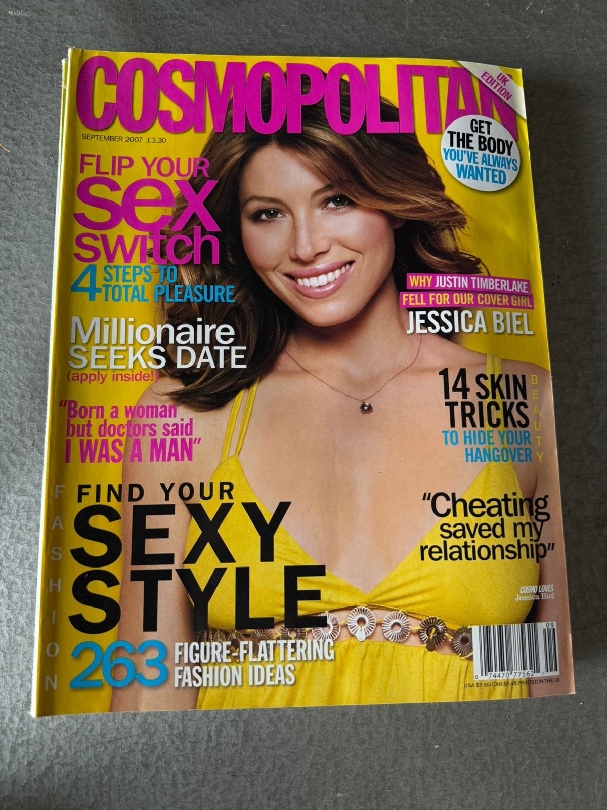 Cosmopolitan UK sept 2007 - Jessica Biel, Ophalen of Verzenden, Gelezen, Glossy