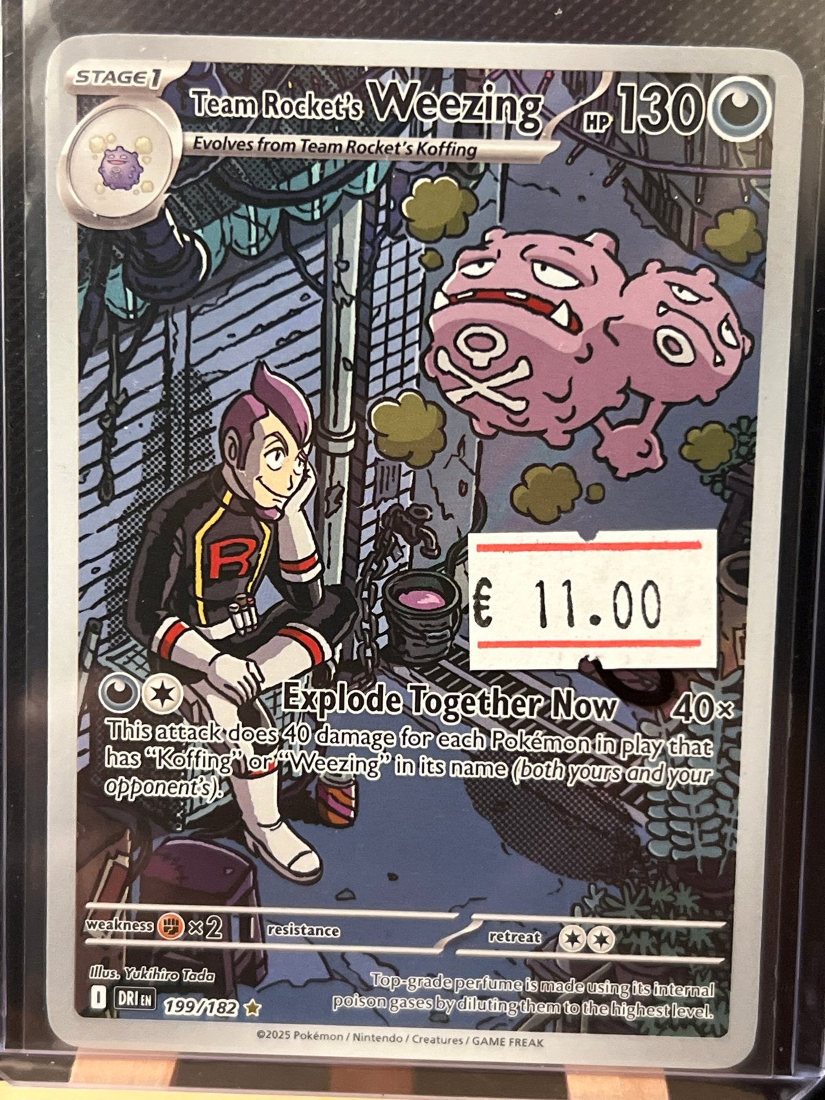 Pokémon Kaart: Team Rocket's Weezing (199/182), Ophalen of Verzenden, Zo goed als nieuw, Losse kaart