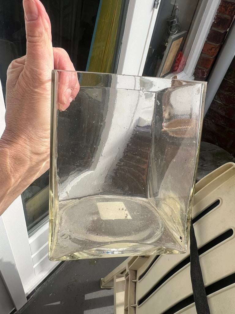 Glazen bloempot, Overige materialen, Vierkant, Ophalen of Verzenden, Zo goed als nieuw