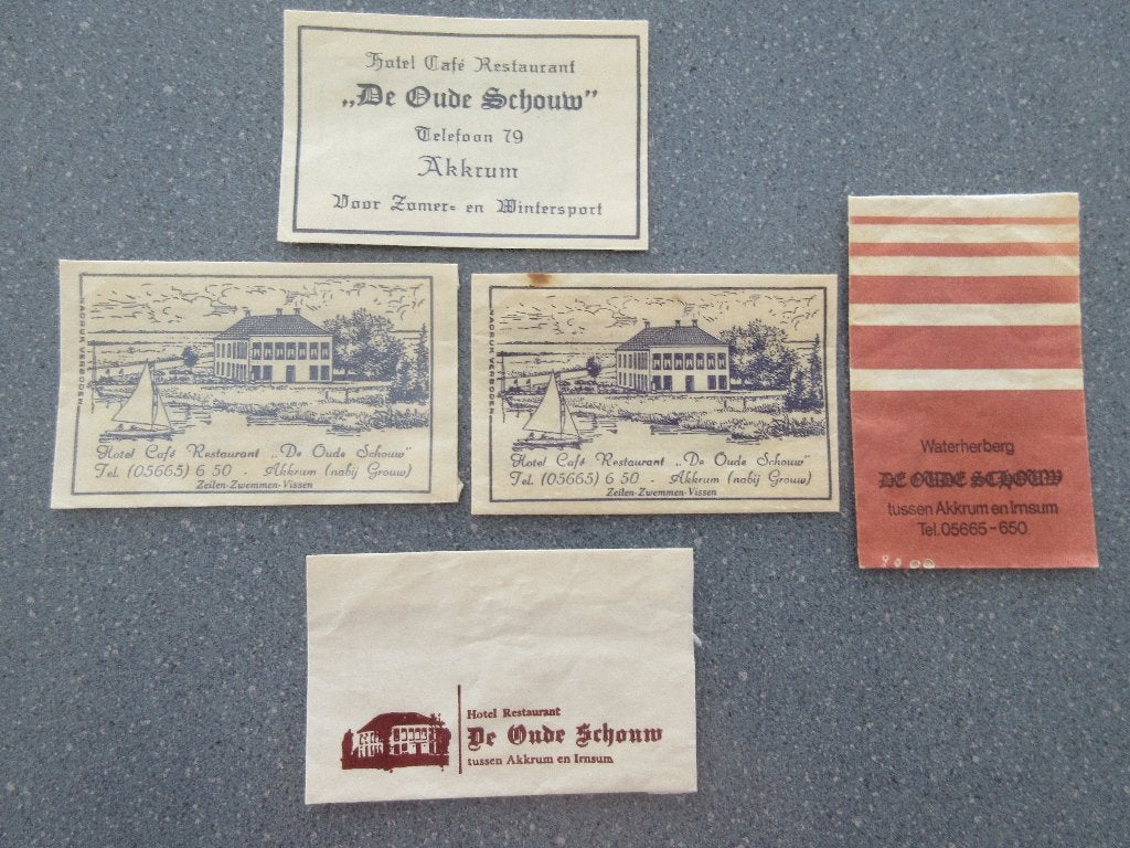 5 x Akkrum, hotel-rest.-café De Oude Schouw, Ophalen of Verzenden, Nederland