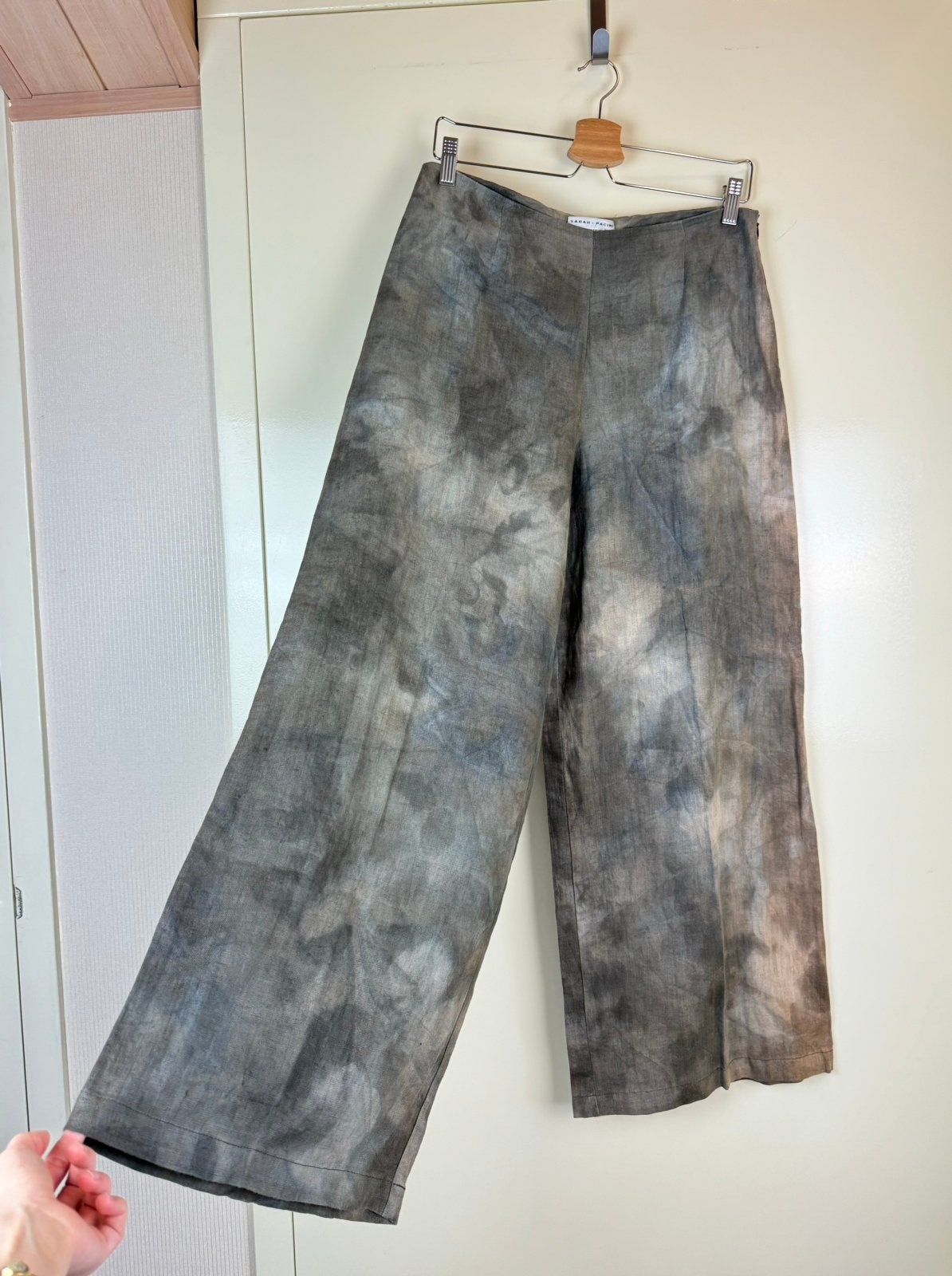 SARAH PACINI 100% Linen Wide leg Broek Pants Trousers Gothic, Ophalen of Verzenden, Zo goed als nieuw, Zwart, Lang