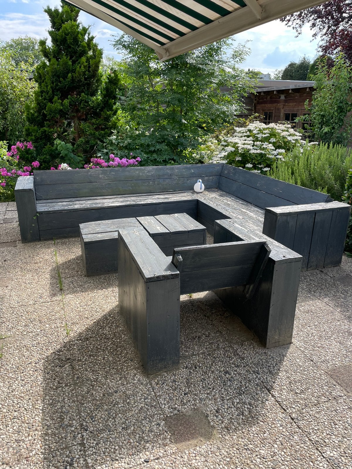Tuinset steigerhout ( gratis ), Gebruikt, 6 zitplaatsen, Steigerhout, Ophalen of Verzenden