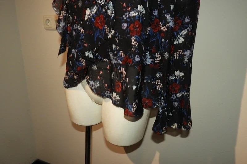 Erdem x H&M zijde top bonte bloemen print ruches M, Kleding | Dames, Maat 38/40 (M), Erdem x H&M, Zo goed als nieuw, Lange mouw