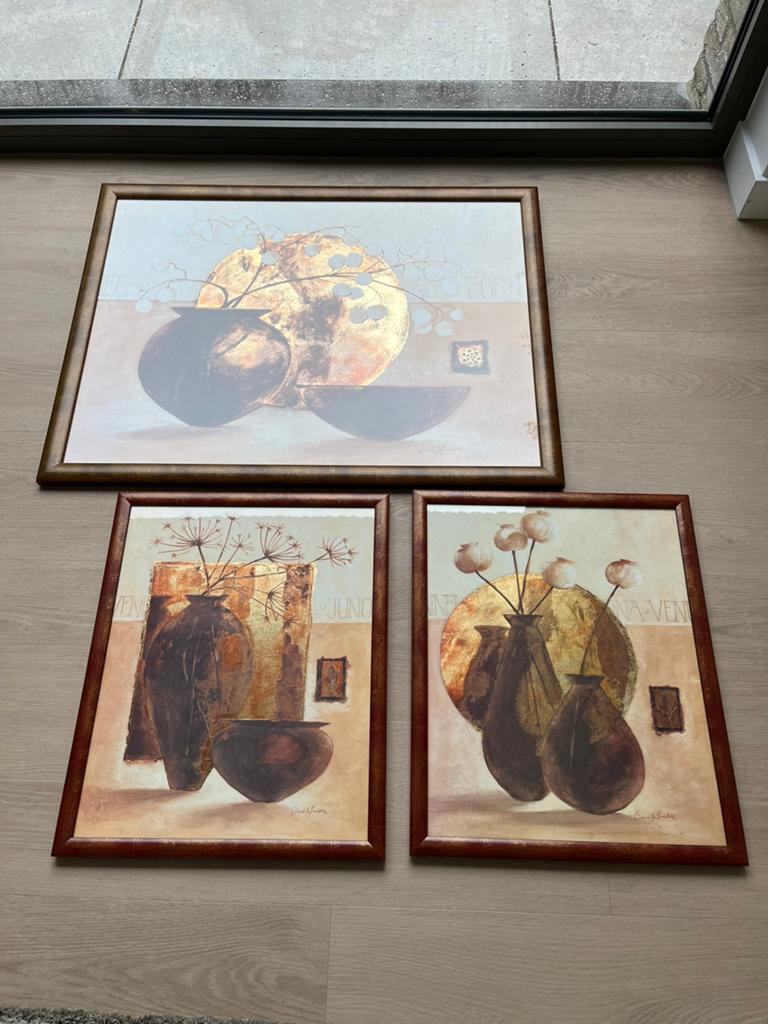 Set van drie schilderijen, Ophalen, Zo goed als nieuw, 50 tot 75 cm, Schilderij