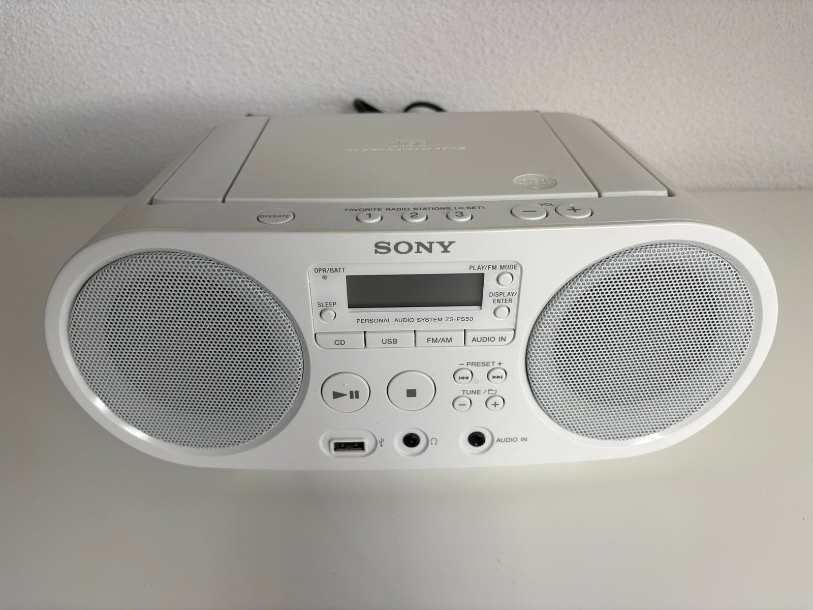Sony ZS-PS50 Draagbare Radio, CD, USB, Audio In, Ophalen of Verzenden, Zo goed als nieuw, Radio, Met cd-speler
