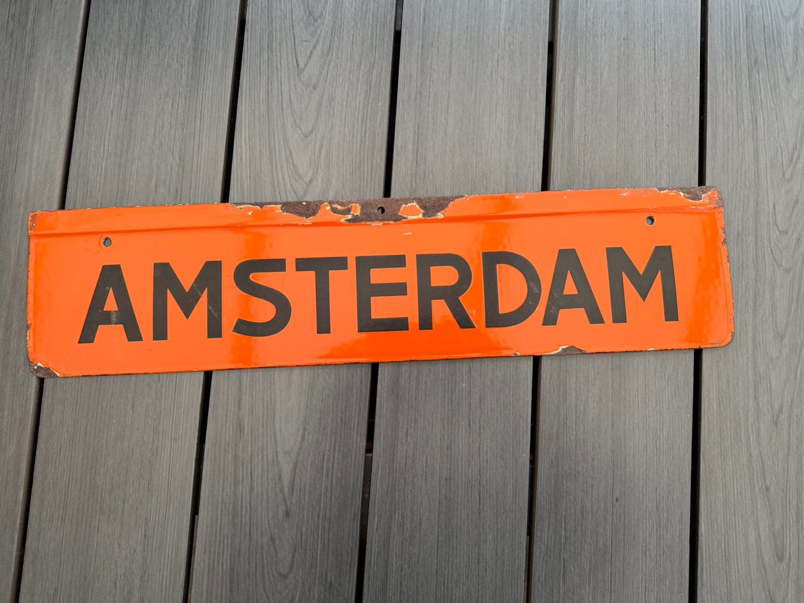 Oranje Amsterdam emaille bord, Reclamebord, Gebruikt, I, Ophalen of Verzenden