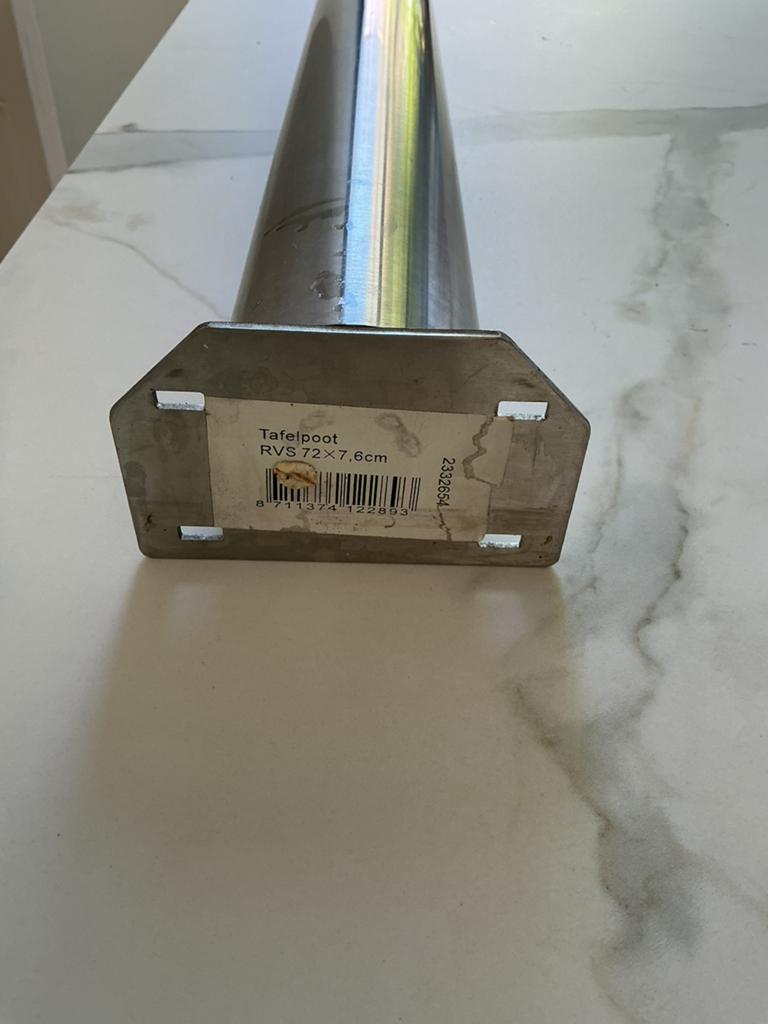 RVS chromen Tafelpoot 72 x 7,6 cm, Huis en Inrichting, Tafelonderdelen, Ophalen, Tafelpoot, Minder dan 50 cm, 50 tot 100 cm