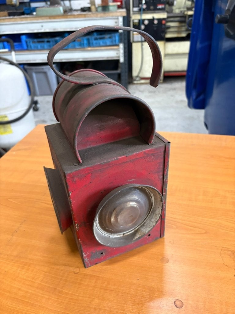 Antieke rode treinlamp - Vintage spoorweglantaarn, Trein, Gebruikt, Overige typen, Onbekend