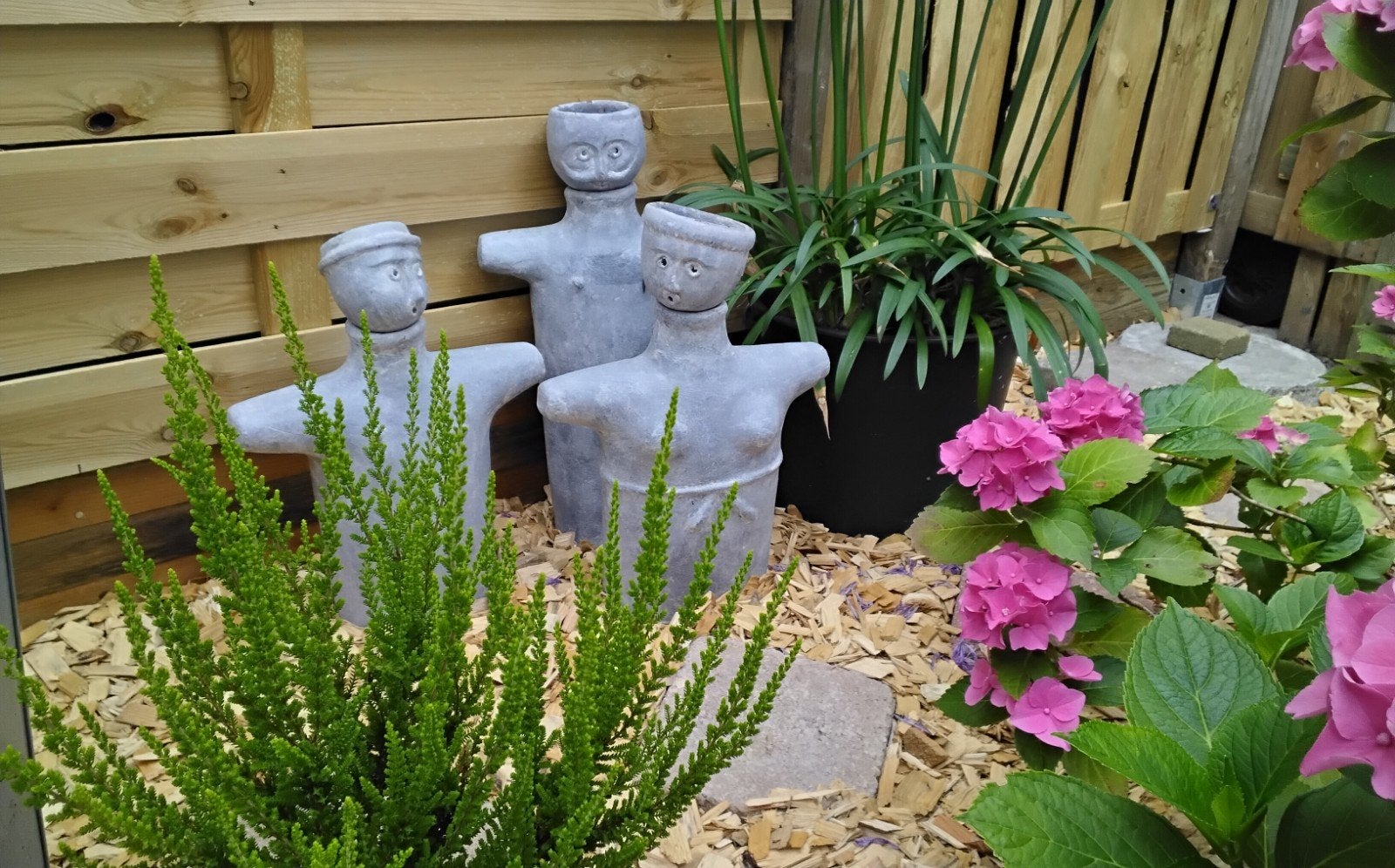 Set van 3 unieke tuinbeelden - Decoratieve figuren, Ophalen, Gebruikt, Overige materialen, Mensenbeeld