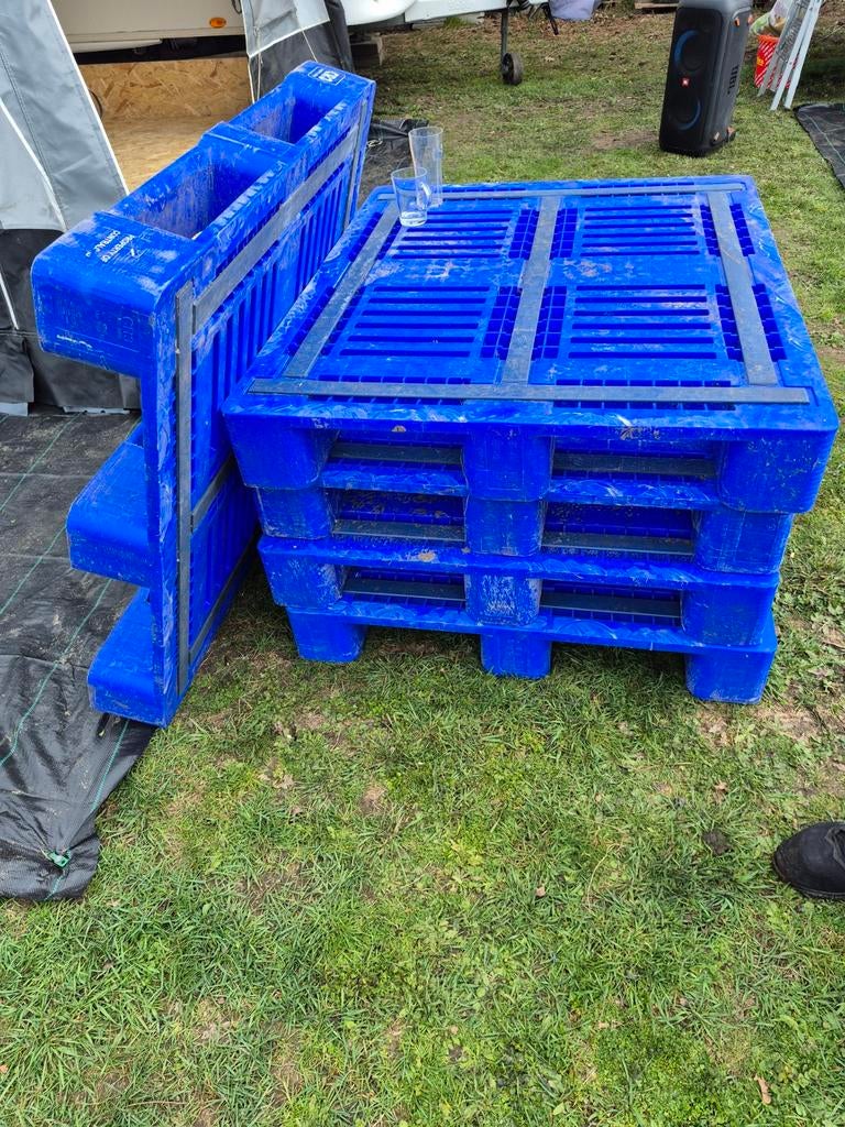 5x Kunststof Pallets 120x100 cm - Blauw, Ophalen, Gebruikt, 60 cm of meer, Overige typen