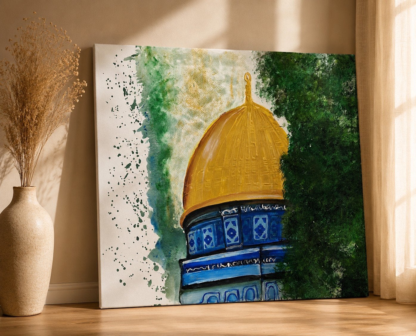 Gouden Koepel Jeruzalem - Handgeschilderd Schilderij, Ophalen of Verzenden