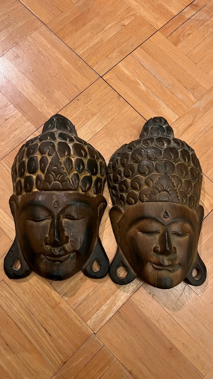 Set van 2 Boeddha maskers, Huis en Inrichting, Woonaccessoires | Boeddhabeelden, Ophalen, Zo goed als nieuw