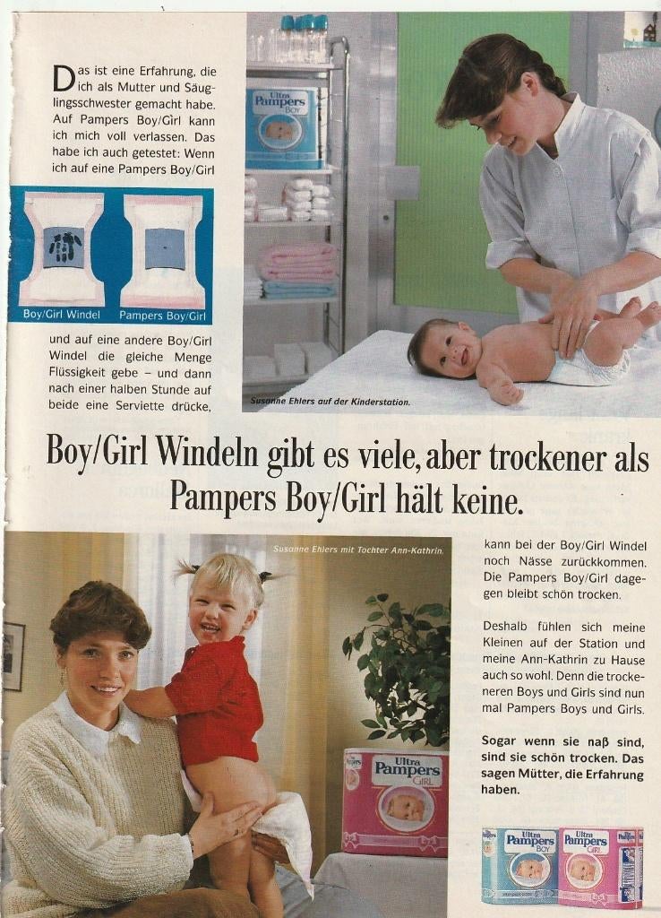 Retro reclame 1990 Pampers baby luiers zegt de zuster, Verzenden, Overige typen