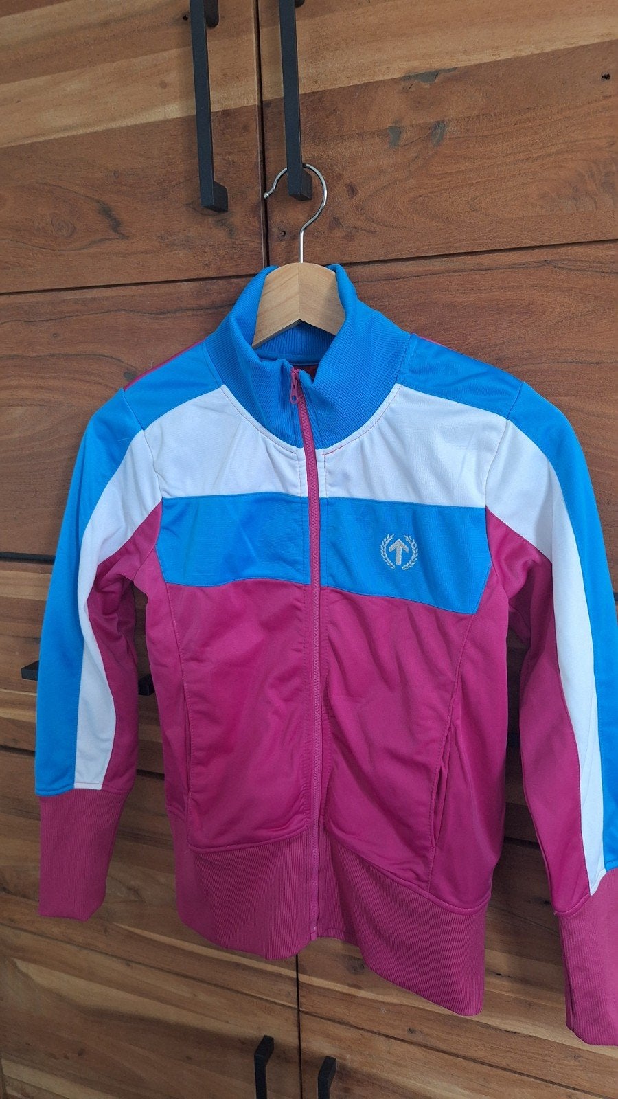 Trainingsjasje maat 164 - Roze/Blauw/Wit, Kinderen en Baby's, Kinderkleding | Maat 164, Gebruikt, Jongen of Meisje, Ophalen of Verzenden