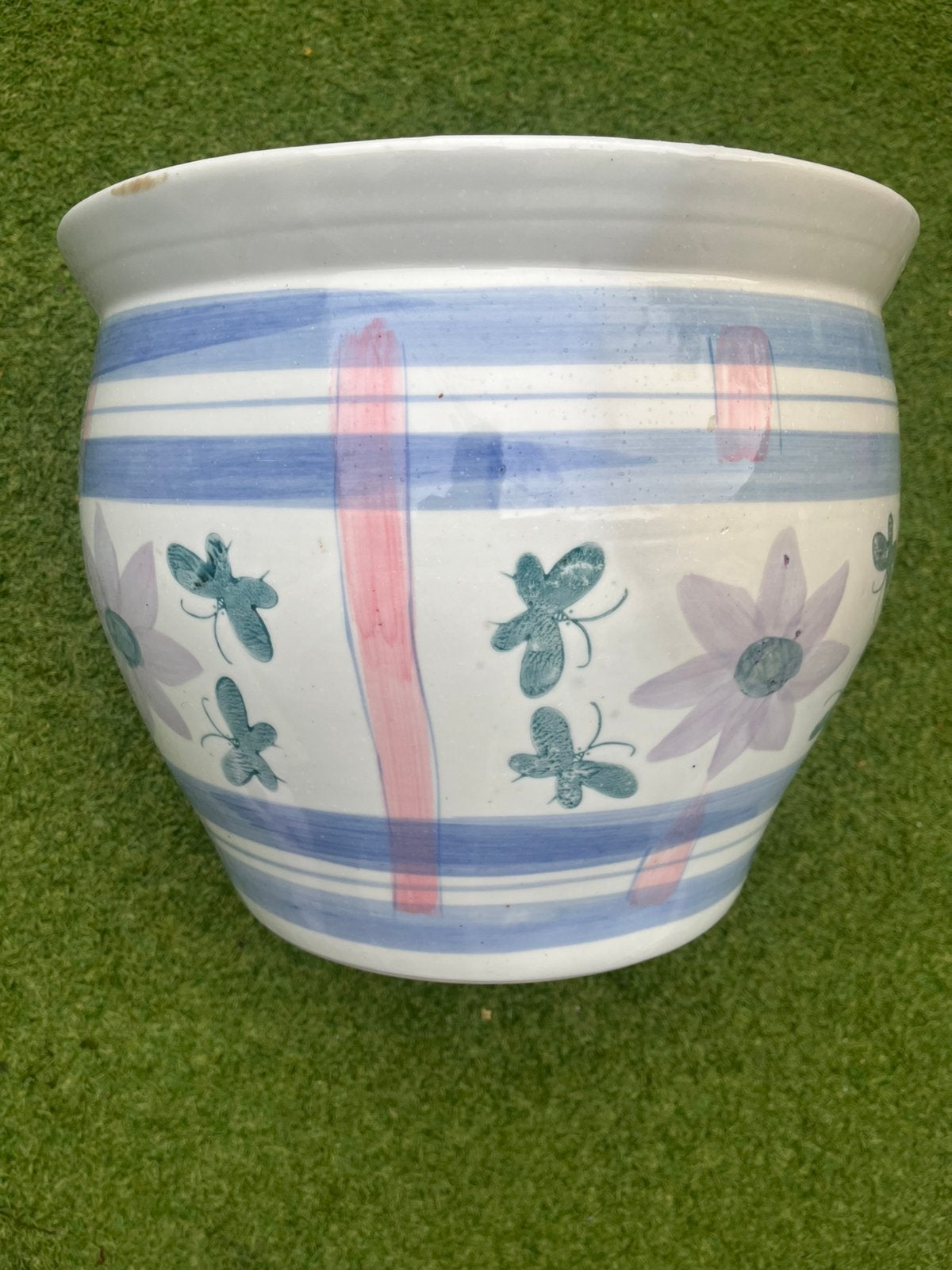 Grote vintage chinese bloempot, Tuin en Terras, Gebruikt, Rond, Minder dan 40 cm, Aardewerk